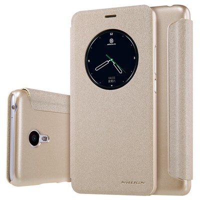 Полиуретановый чехол книга Nillkin Sparkle Leather Case Gold для Meizu M3 Note(3)