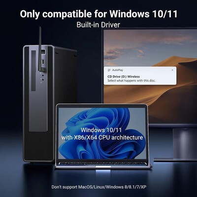 Wi-Fi Адаптер Ugreen CM763 (35265) AX900 USB-A High-Gain Dual Band Wi-Fi 6 Adapter(6)