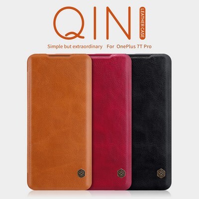 Кожаный чехол Nillkin Qin Leather Case Коричневый для OnePlus 7T Pro(5)