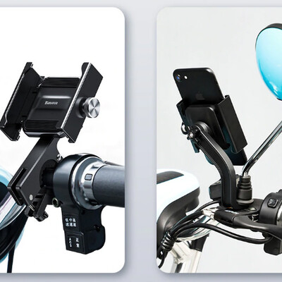 Держатель телефона на руль велосипеда или мотоцикла Baseus Knight Motorcycle holder черный CRJBZ-01(3)