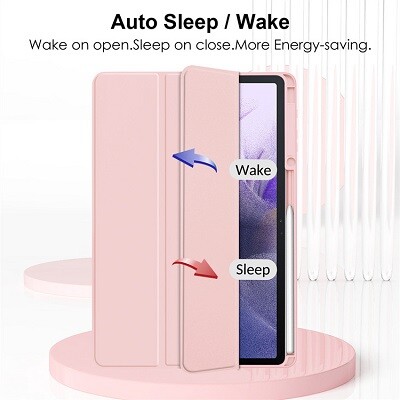 Защитный чехол Acrylic TPU Case с креплением для стилуса светло-розовый для Samsung Galaxy Tab S9 FE Plus(2)