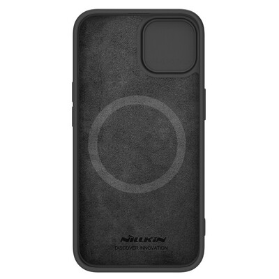 Силиконовая накладка с пластиной Magsafe Nillkin CamShield Silky Magnetic Silicone Case Черная для Apple iPhone 15(4)