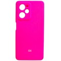 Силиконовый чехол с микрофиброй Silicone Case и защитой камеры ярко-розовый для Xiaomi Redmi Note 12 Pro 5G(#1)
