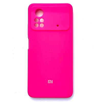 Силиконовый чехол с микрофиброй Silicone Case ярко-розовый для Xiaomi Poco X4 Pro(1)
