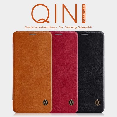Кожаный чехол Nillkin Qin Leather Case Коричневый  для Samsung Galaxy A6 Plus (2018)(5)
