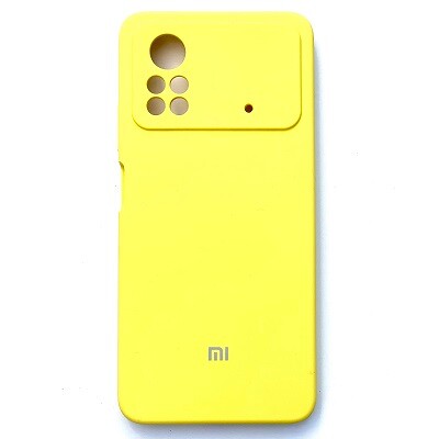 Силиконовый чехол с микрофиброй Silicone Case желтый для Xiaomi Poco X4 Pro(1)