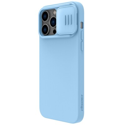 Силиконовая накладка с пластиной Magsafe Nillkin CamShield Silky Magnetic Silicone Case Голубая для Apple iPhone 14 Pro Max(3)