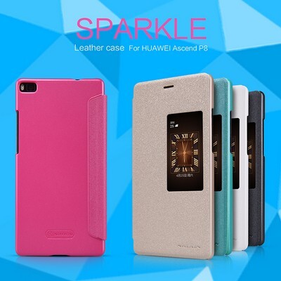 Полиуретановый чехол Nillkin Sparkle Leather Case Gold для Huawei Ascend P8(4)