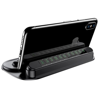 Автомобильный держатель для телефона на торпеду с табличкой для номера Baseus - Черный (ACNUM-PM01)(1)