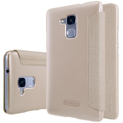 Полиуретановый чехол книга Nillkin Sparkle Leather Case Gold для Huawei Honor 5C\ Honor 7 Lite\ GT3(3)