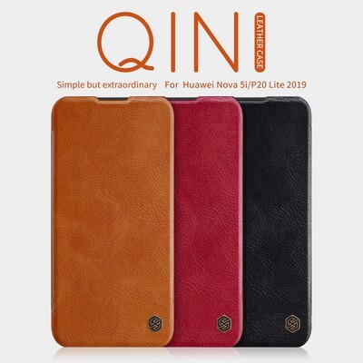 Кожаный чехол Nillkin Qin Leather Case Красный для Huawei P20 Lite 2019 (Nova 5i)(5)