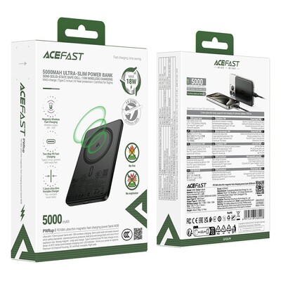 Ультратонкий внешний аккумулятор Acefast M38 Magnetic Fast Wireless Charge 5000mAh(6)