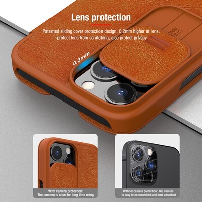 Кожаный чехол Nillkin Qin Pro Leather Case Коричневый для Apple iPhone 13 Pro Max(3)