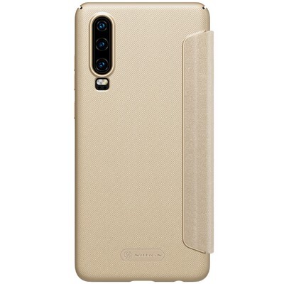 Полиуретановый чехол книга Nillkin Sparkle Leather Case Золотой для Huawei P30(2)