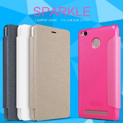 Полиуретановый чехол книга Nillkin Sparkle Leather Case Gold для Xiaomi RedMi 3 Pro/RedMi 3S(4)