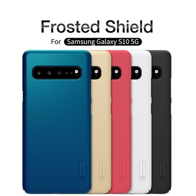 Пластиковый чехол с подставкой Nillkin Super Frosted Shield Черный для Samsung Galaxy S10 5G(5)