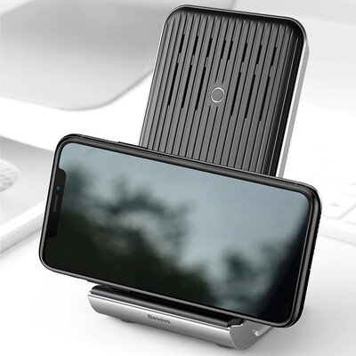 Беспроводная зарядка-подставка для телефона быстрая Baseus Vertical Desktop Wireless - Черная (WXLS-01)(4)