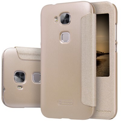 Полиуретановый чехол Nillkin Sparkle Leather Case Gold для Huawei G7 Plus(3)