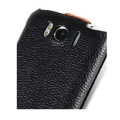Кожаный чехол книга Melkco Leather Case (Black /Orange LC) для HTC Sensation XL(4)