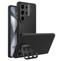Чехол накладка с пластиной Magsafe и защитой камеры Nillkin CarboProp (LensWing) Magnetic Case черный для Samsung Galaxy S25 Ultra
