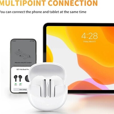 Наушники беспроводные QCY AilyBuds Pro вкладыши с шумоподавлением белые(2)