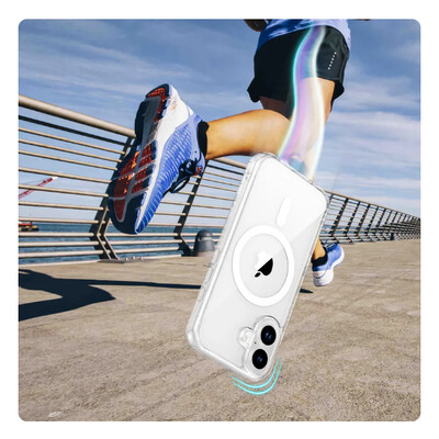 Защитный чехол с магнитной пластиной MagSafe TPU+PC Magic Mask Air Bairrer прозрачный для Apple iPhone 17(6)