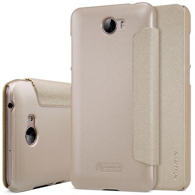 Полиуретановый чехол книга Nillkin Sparkle Leather Case Gold для Huawei Y5 II (U29)\ Y6 II Compact(3)