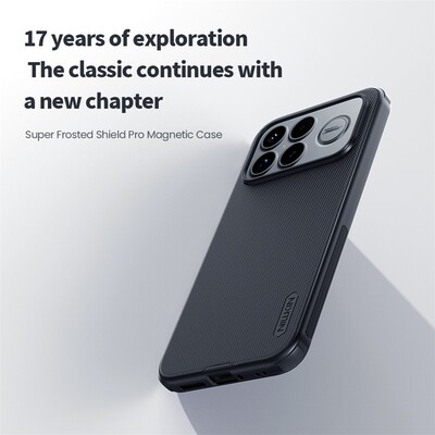 Пластиковый чехол с пластиной Magsafe Nillkin Super Frosted Shield Pro Magnetic Case черный  для Xiaomi Redmi K90 Pro Max(7)
