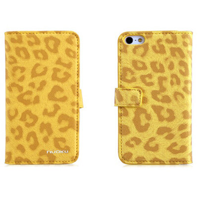 Кожаный чехол Nuoku Leopard Series Case Yellow для Apple iPhone 5/5s/SE(1)