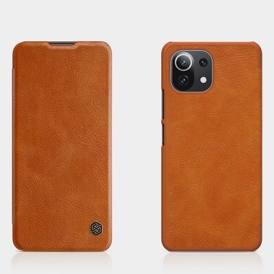 Кожаный чехол Nillkin Qin Leather Case Коричневый для Xiaomi 11 Lite(4)