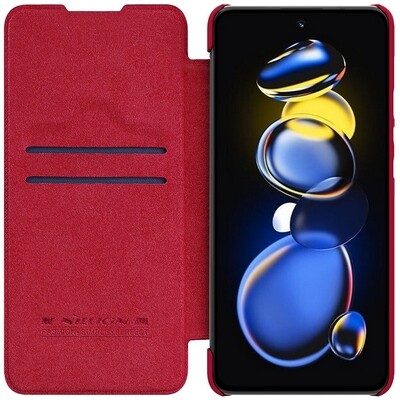 Кожаный чехол Nillkin Qin Leather Case Красный для Xiaomi Poco X4 GT(3)