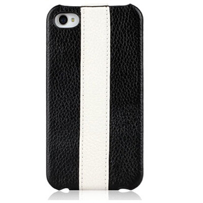 Кожаный чехол Nuoku Flip Series Black/White для Apple iPhone 4/4S(2)