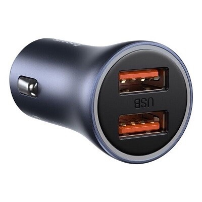 Автомобильное зарядное устройство Baseus TZCCJD-A0G Golden Contactor Pro Car Charger 2 USB 40W (кабель USB-Type-C 5A) серое(4)