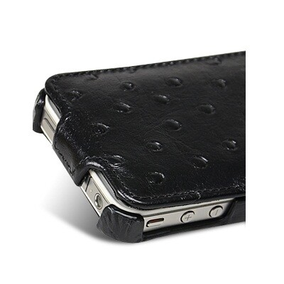 Кожаный чехол книга Melkco Leather Case(Ostrich Pattern Black) для Apple iPhone 4/4S(4)