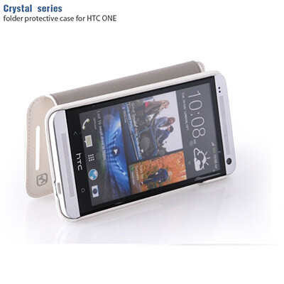 Кожаный чехол HOCO Crystal Series White для HTC One M7(2)