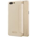 Полиуретановый чехол книга Nillkin Sparkle Leather Case Gold для OnePlus 5(#4)