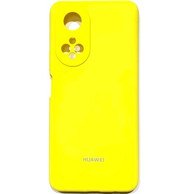 Силиконовый чехол Silicone Case с закрытым низом и защитой камеры желтый для Honor X7(1)