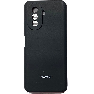 Силиконовый чехол Silicone Case с закрытым низом и защитой камеры черный для Huawei Nova Y70(1)