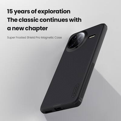Пластиковый чехол с пластиной Magsafe Nillkin Super Frosted Shield Pro Magnetic Case Черный для Xiaomi Poco F7 Ultra(9)