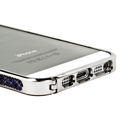 Металлический бампер со стразами Newsh Dark Purple для Apple iPhone 5/5s/SE(4)