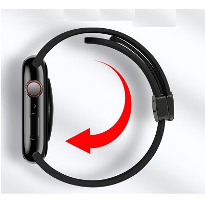 Силиконовый ремешок для часов с магнитной пряжкой черный  для Apple Watch Series  49/45/44/42mm(5)