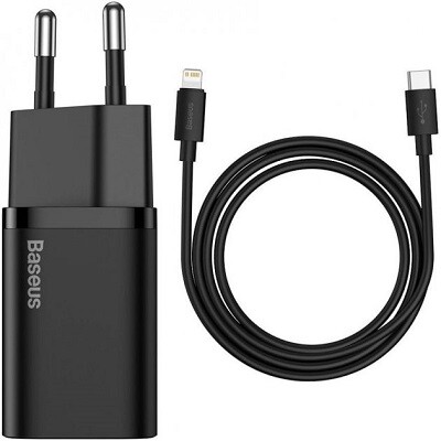 Сетевое зарядное устройство Baseus TZCCSUP-B01 Super Si Quick Charger Type-C 20W (кабель Type-C-Lightning 1m) черное(1)