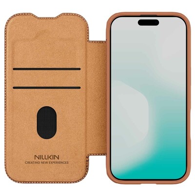 Кожаный чехол Nillkin Qin Prop Leather Case коричневый для Apple iPhone 17(4)