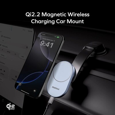 Автомобильный держатель с MagSafe Momax 1-Move Q.Mag Qi2.2 25W Magnetic Wireless Charging Car Mount (CM38Q22E)(8)