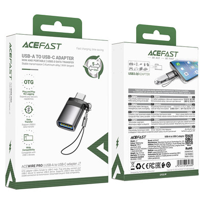 Адаптер для передачи данных и зарядки ACEFAST J7 USB-A 3.0 to USB-C OTG 10Gbs(6)
