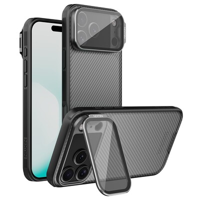 Чехол с защитой камеры и подставкой CamShield Prop (Transparent Lens Cover Version) черный для Apple iPhone 17 Pro Max(2)