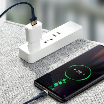 Кабель USB-C Baseus Cafule HW Quick Charging Data Сable USB For Type-C, 1m, (CATKLF-PG1) серый/ черный(5)