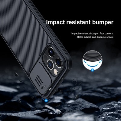 Чехол-накладка с пластиной Magsafe Nillkin CamShield Pro Magnetic Черная для Apple iPhone 12 Pro Max(6)