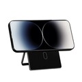 Магнитный кошелек-картхолдер для смартфона с подставкой WiWU Warriors Carbon Magsafe Metal Stand Card WM-007 черный(#6)