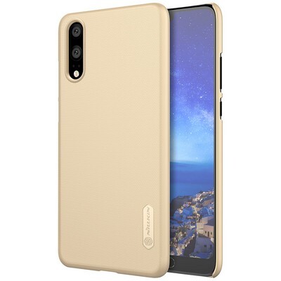 Пластиковый чехол с пленкой Nillkin Super Frosted Shield Золотой для Huawei P20(3)